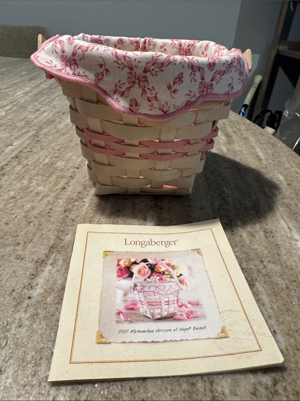 Longaberger Basket with Pink Floral Liner